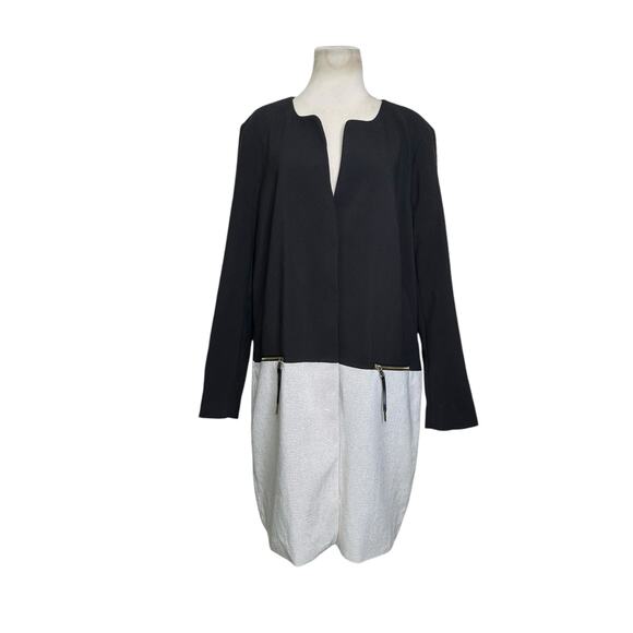 METAPHOR Black Cream Retro Remix Color Blocked Coat Size XL - Picture 7 of 14